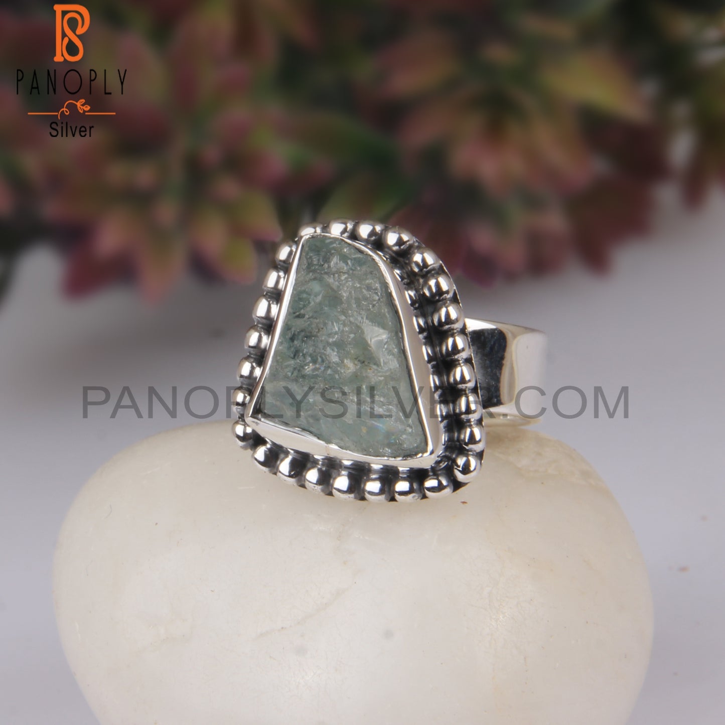 Aquamarine Rough 925 Sterling Silver Silver Ring