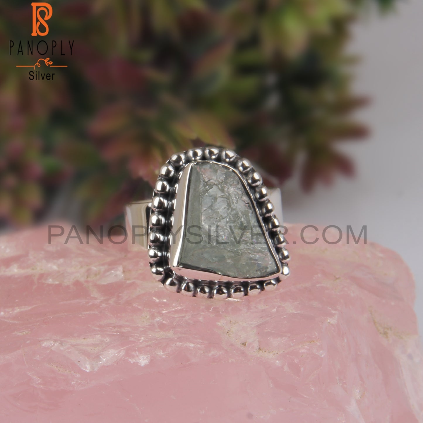 Aquamarine Rough 925 Sterling Silver Silver Ring