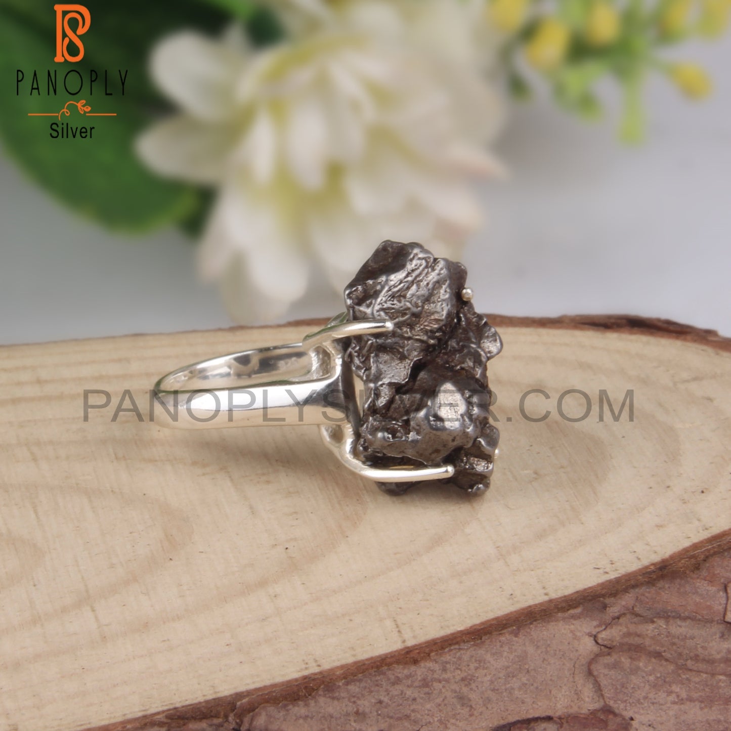 Meteorite Rough 925 Sterling Silver Ring For Gift