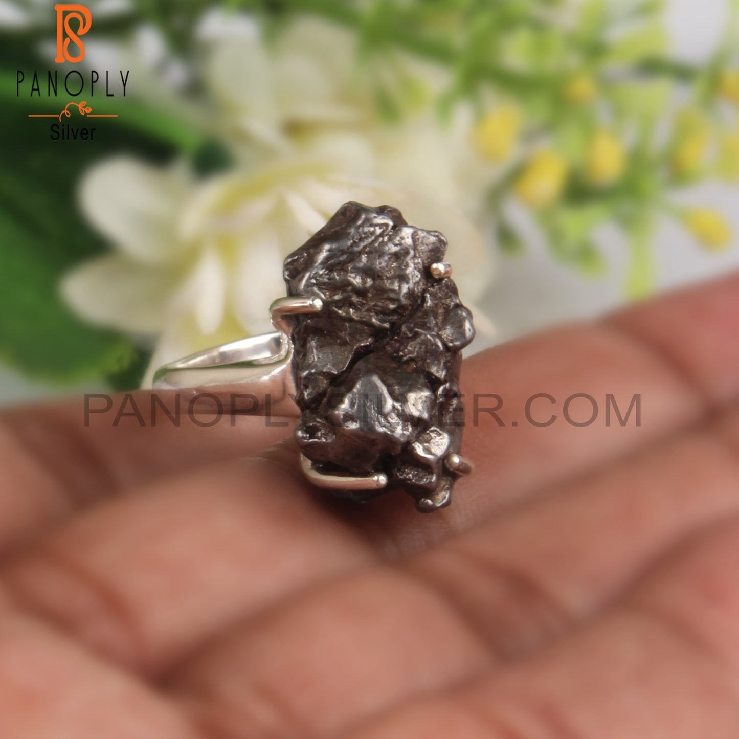 Meteorite Rough 925 Sterling Silver Ring For Gift