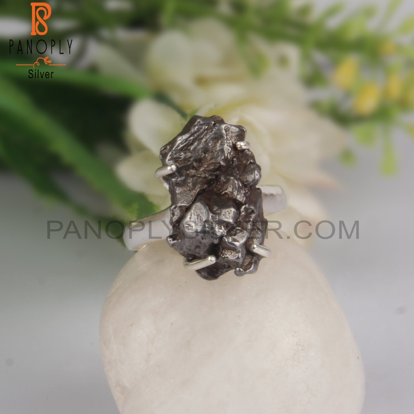 Meteorite Rough 925 Sterling Silver Ring For Gift