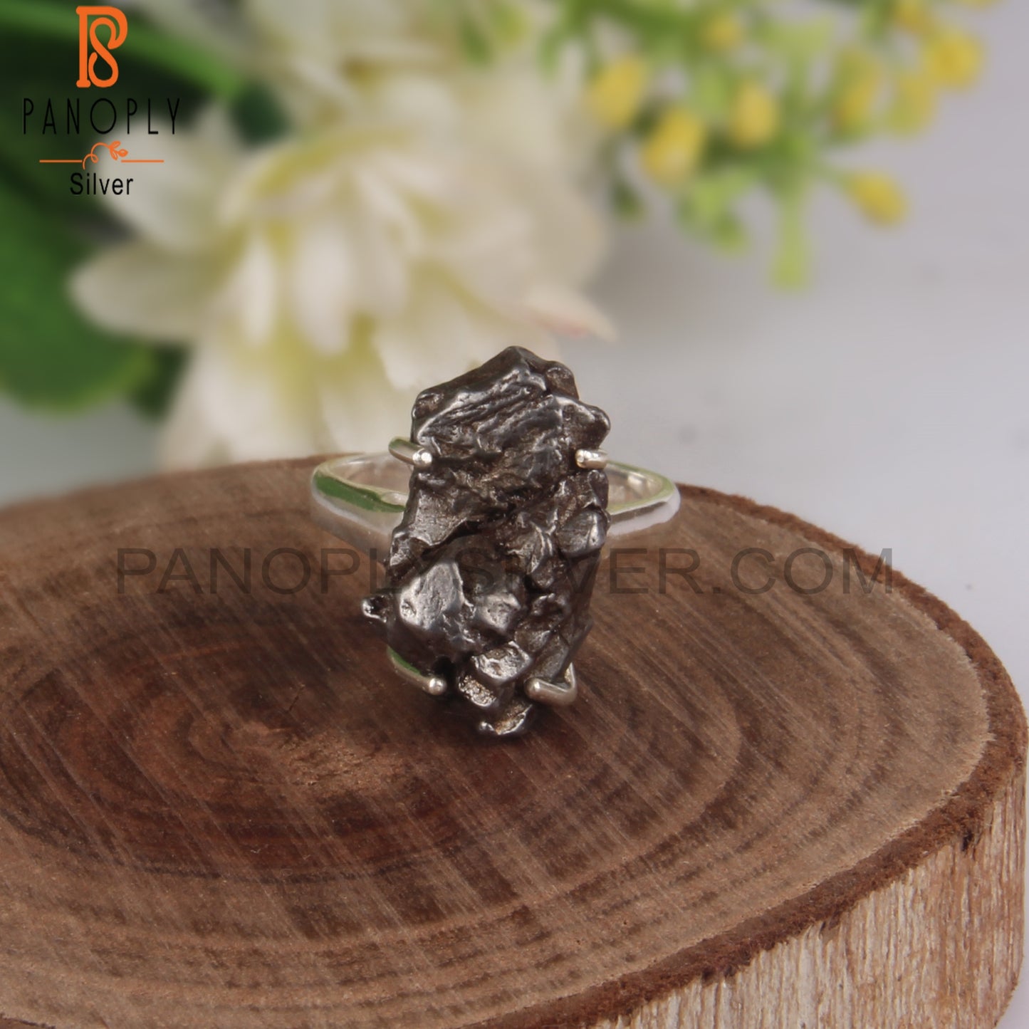 Meteorite Rough 925 Sterling Silver Ring For Gift