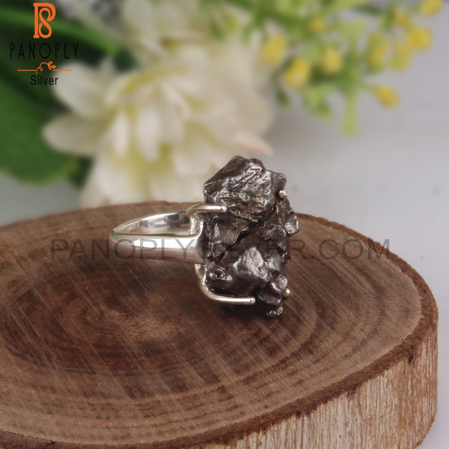 Meteorite Rough 925 Sterling Silver Ring For Gift