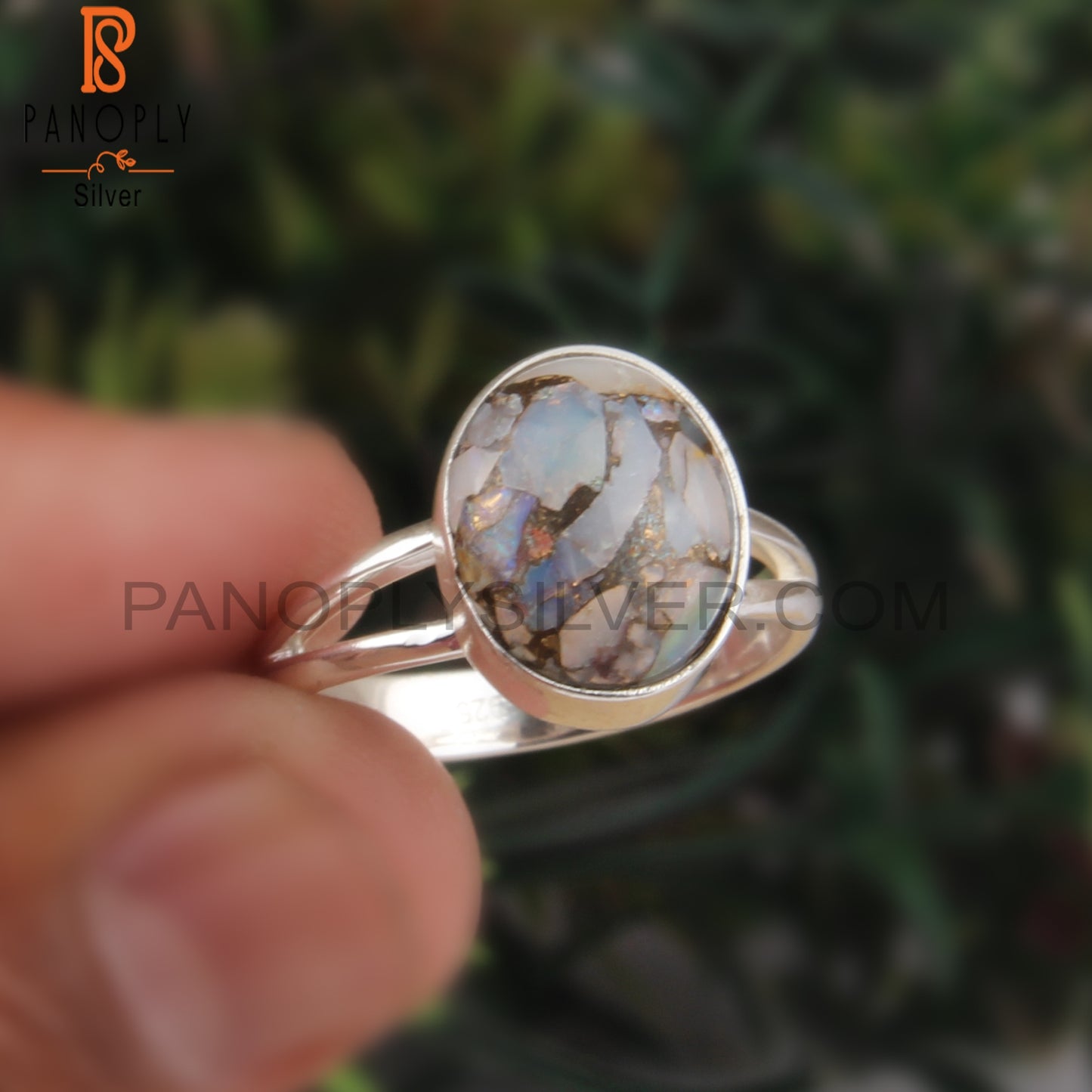 Mojave Copper Ethiopian Opal Gem Oval 925 Silver Ring