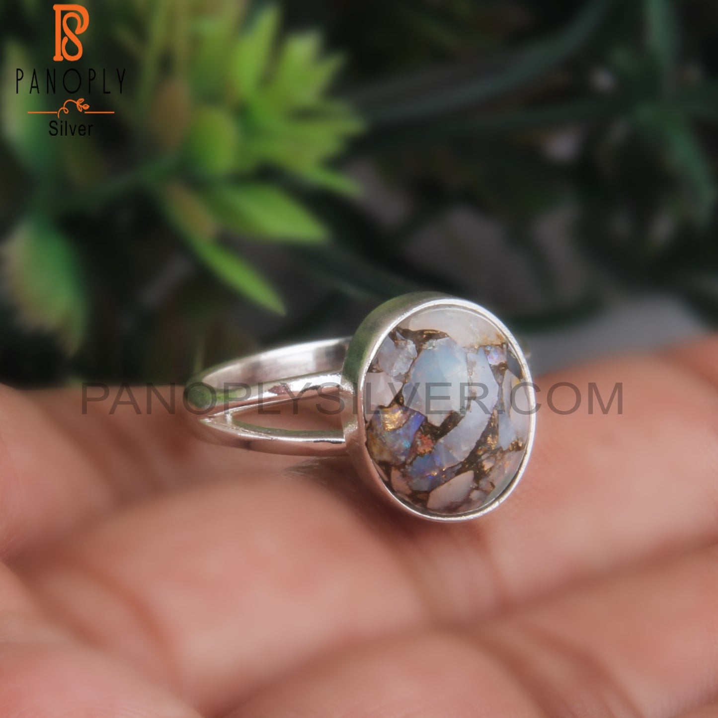 Mojave Copper Ethiopian Opal Gem Oval 925 Silver Ring