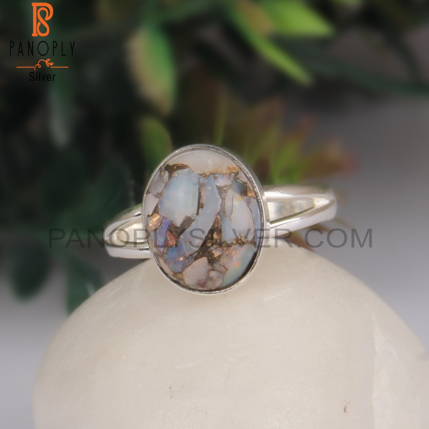 Mojave Copper Ethiopian Opal Gem Oval 925 Silver Ring