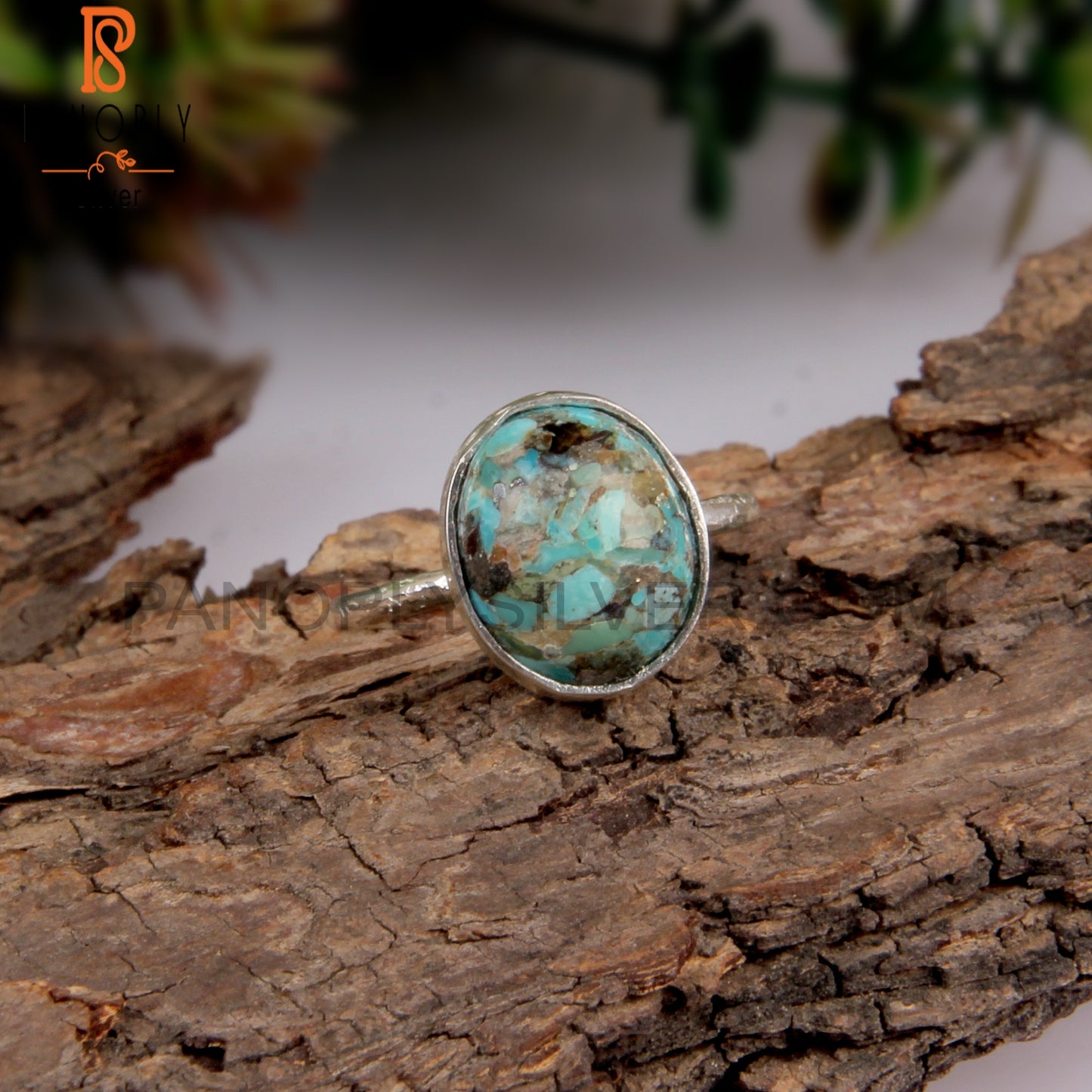 Boulder Turquoise Oval 925 Sterling Silver Statement Ring