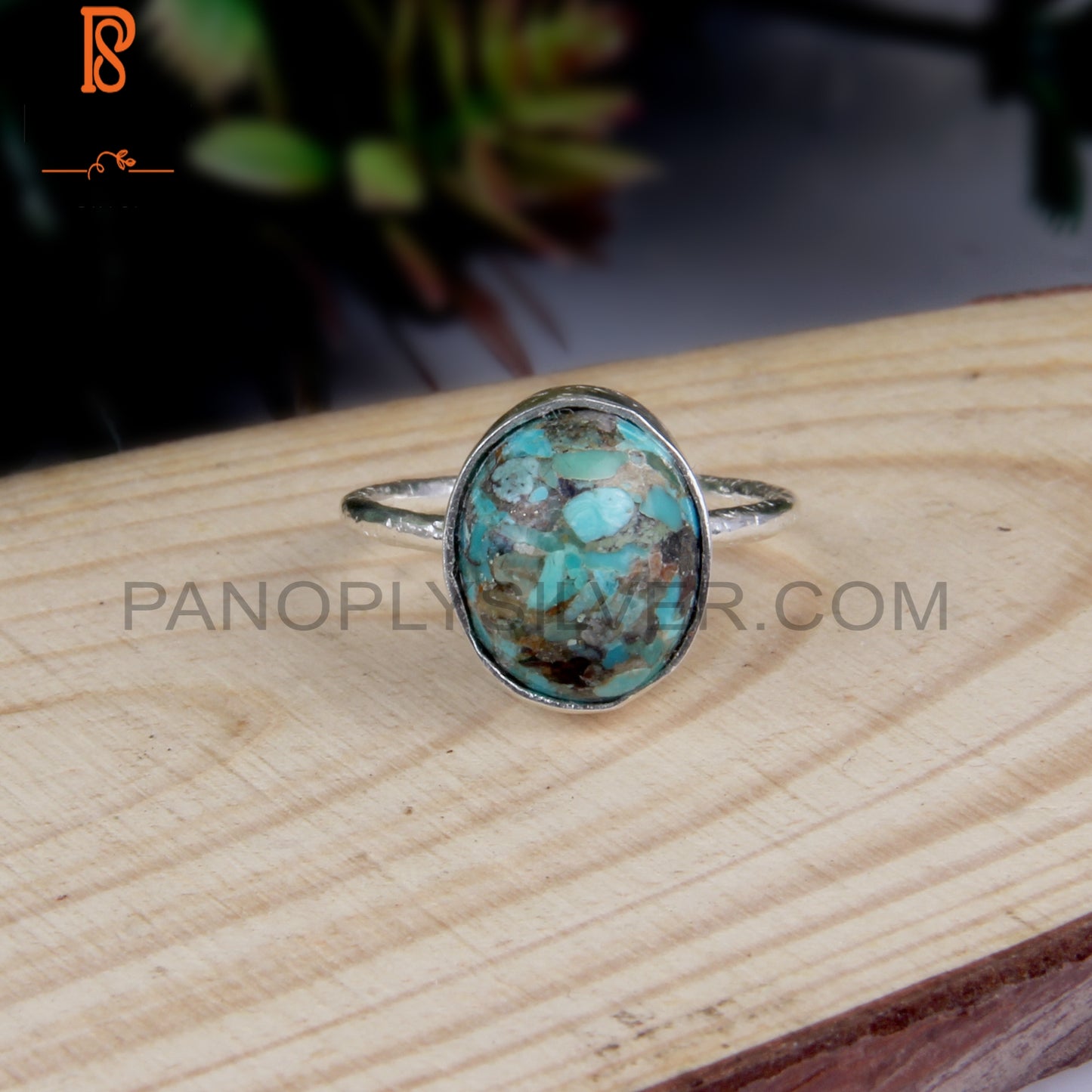 Boulder Turquoise Oval 925 Sterling Silver Statement Ring