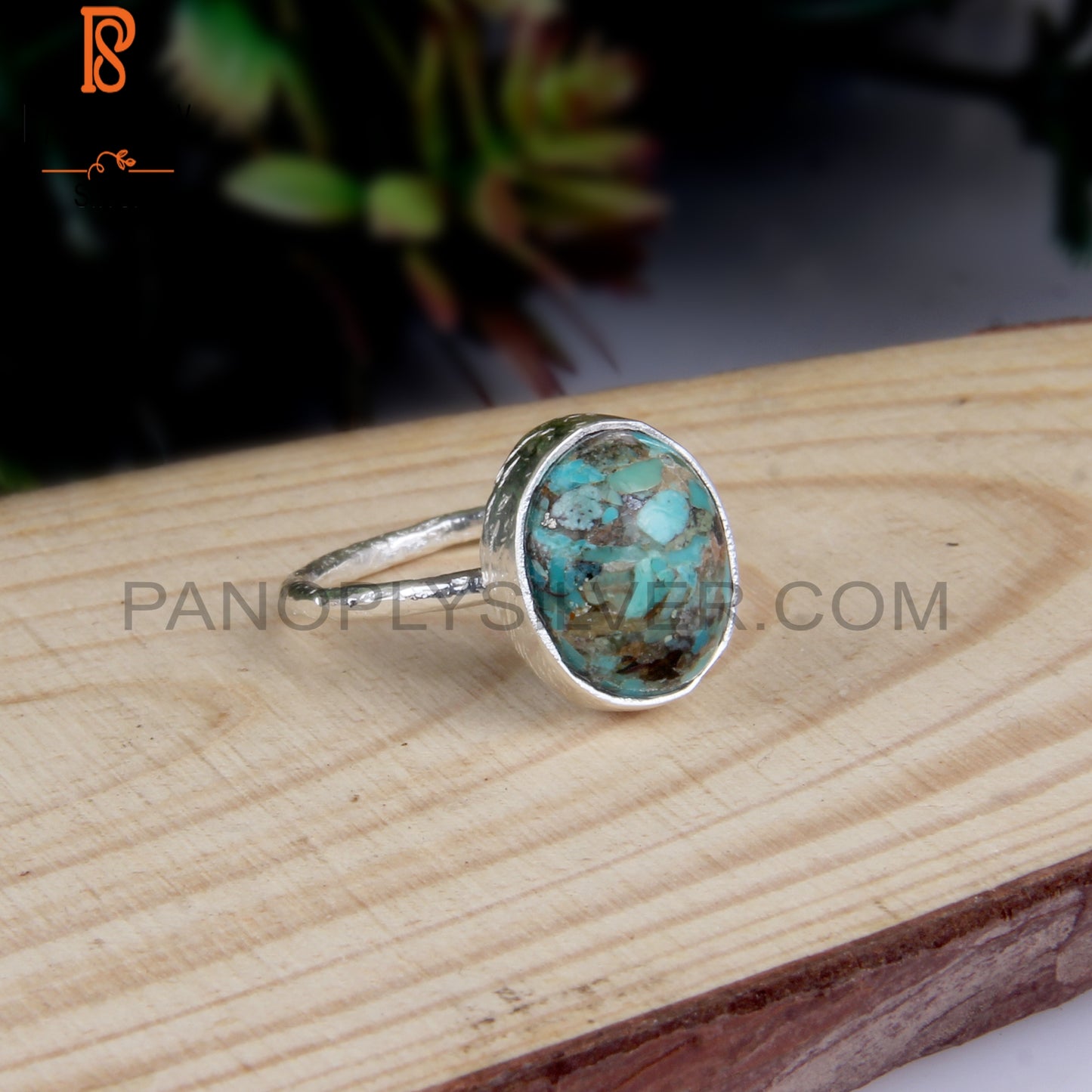 Boulder Turquoise Oval 925 Sterling Silver Statement Ring
