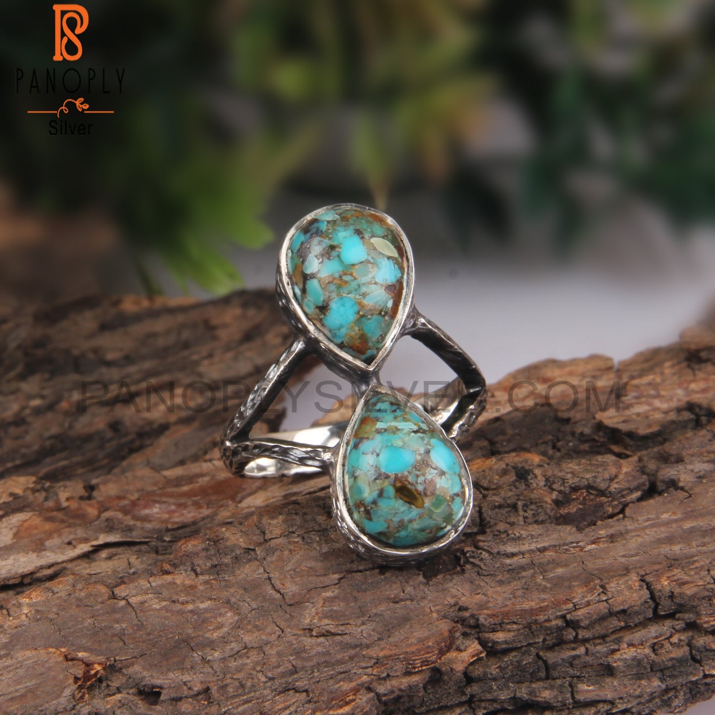 Hypoallergenic Boulder Turquoise Pear Shape 925 Sterling Silver Ring