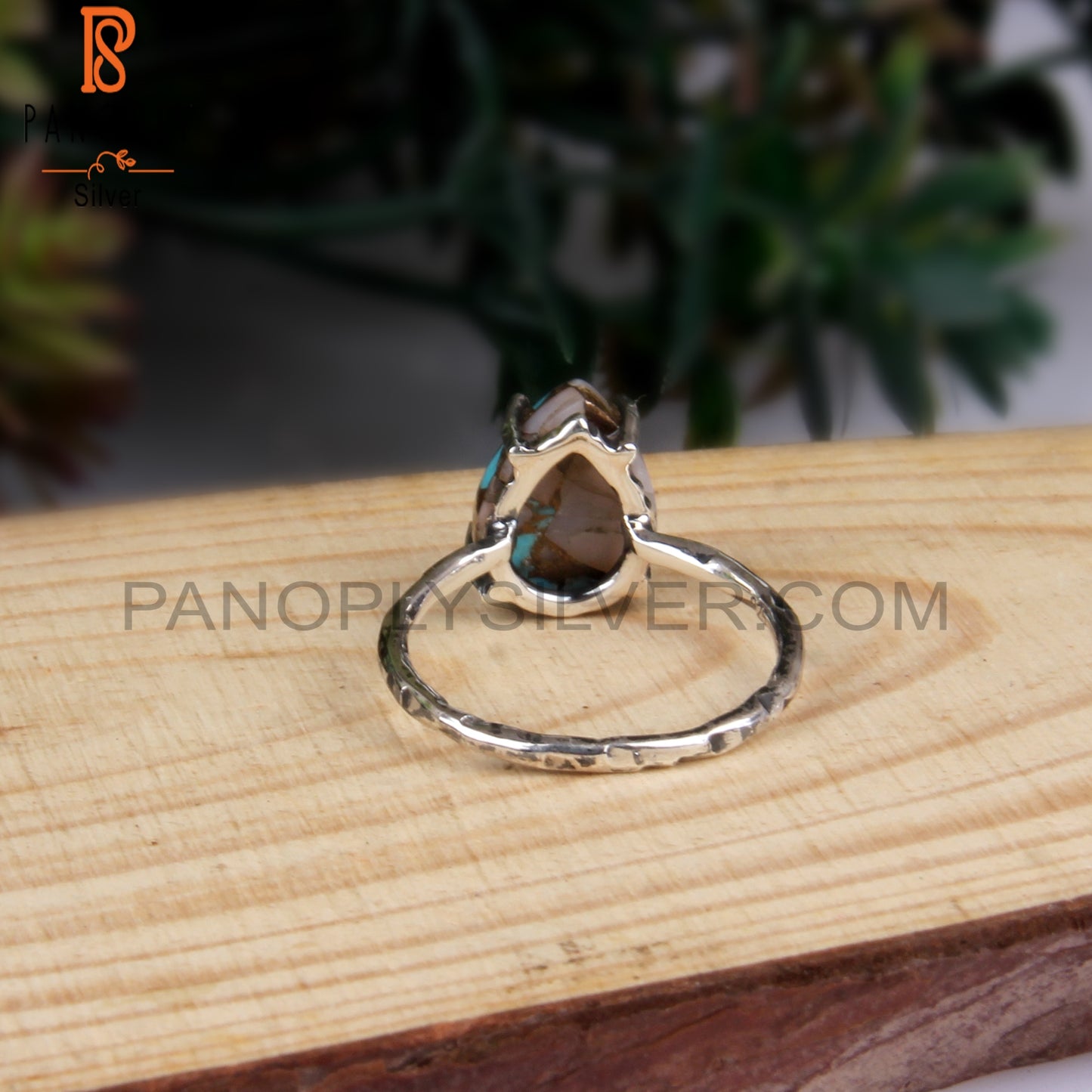 Pink Opal Mojave Copper Turquoise Oval Silver Ring