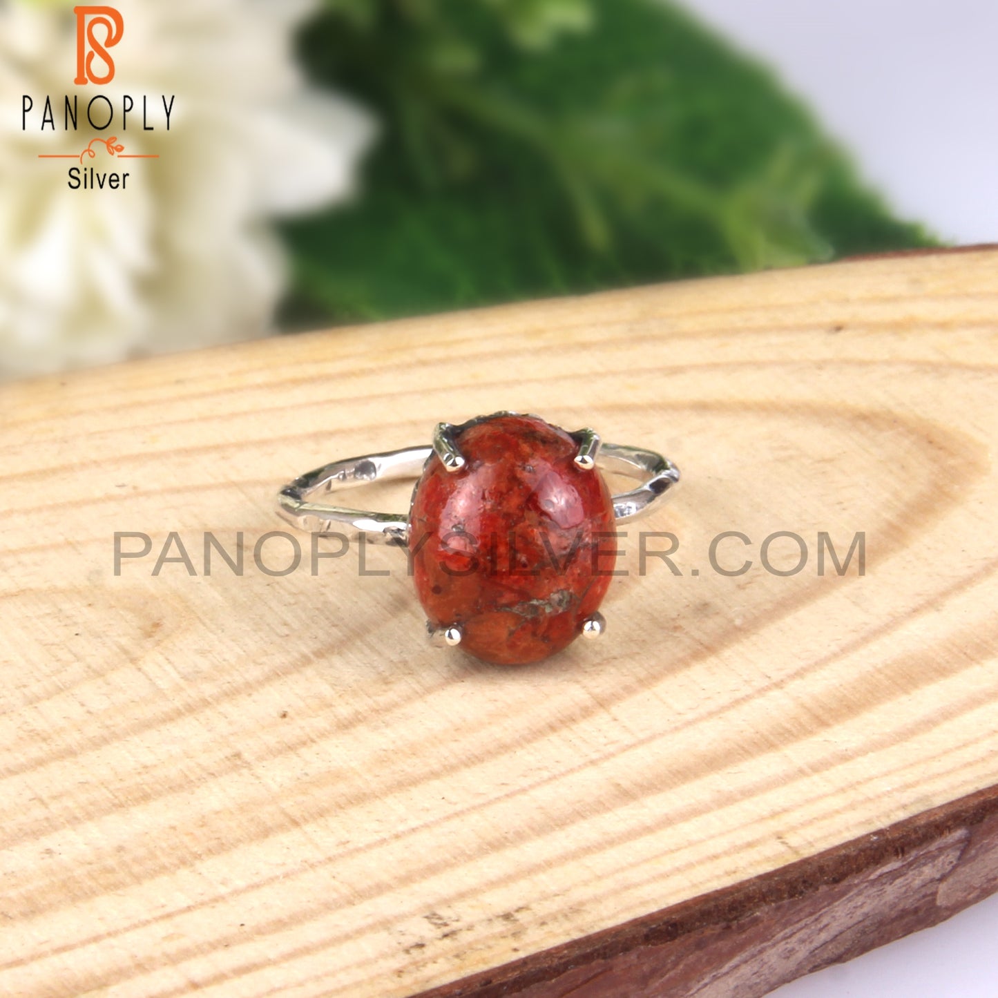 Sponge Coral Oval 925 Sterling Silver Women’s Casual Ring