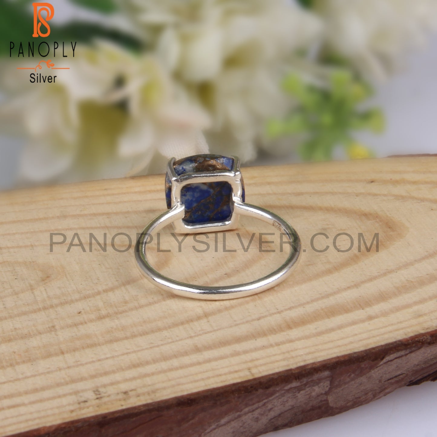Mojave Copper Lapis Cushion 925 Sterling Silver Ring