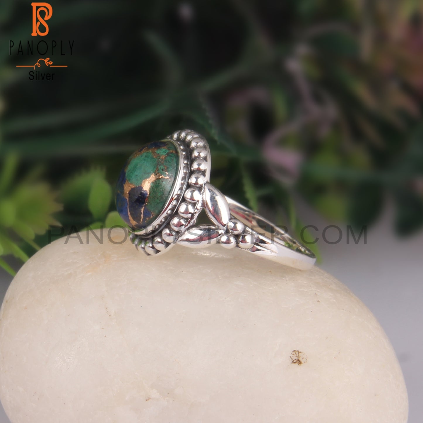 Mojave Azurite Malachite 925 Silver Party Wear Ring