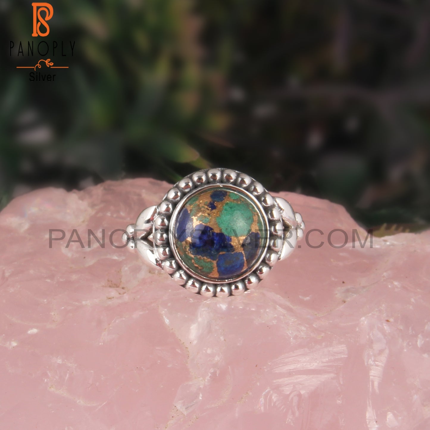 Mojave Azurite Malachite 925 Silver Party Wear Ring