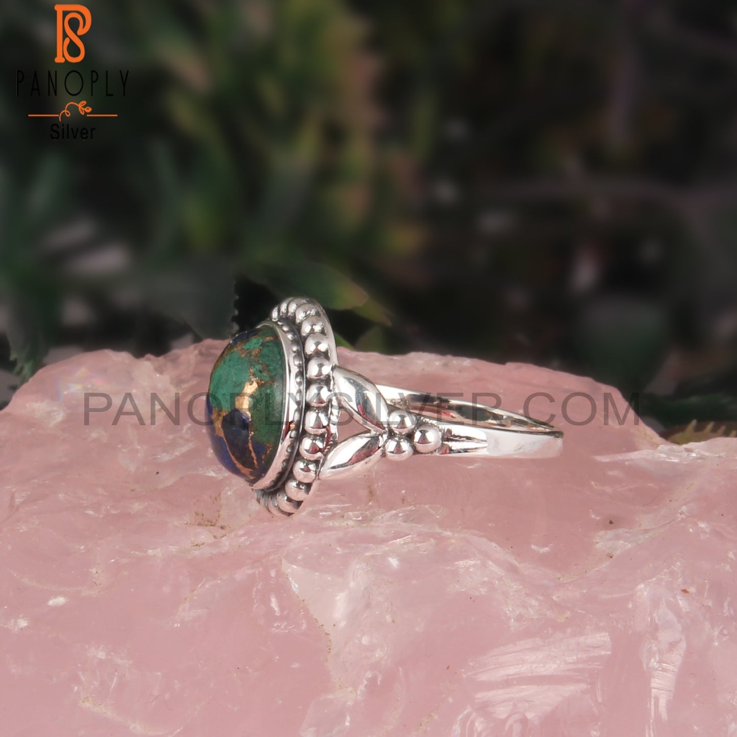 Mojave Azurite Malachite 925 Silver Party Wear Ring