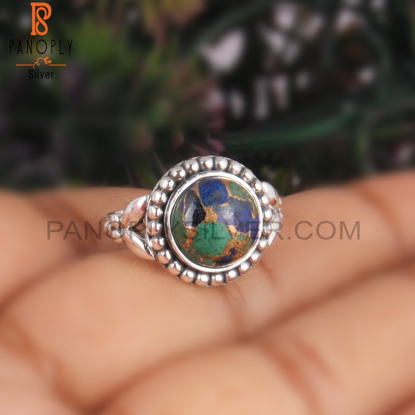 Mojave Azurite Malachite 925 Silver Party Wear Ring