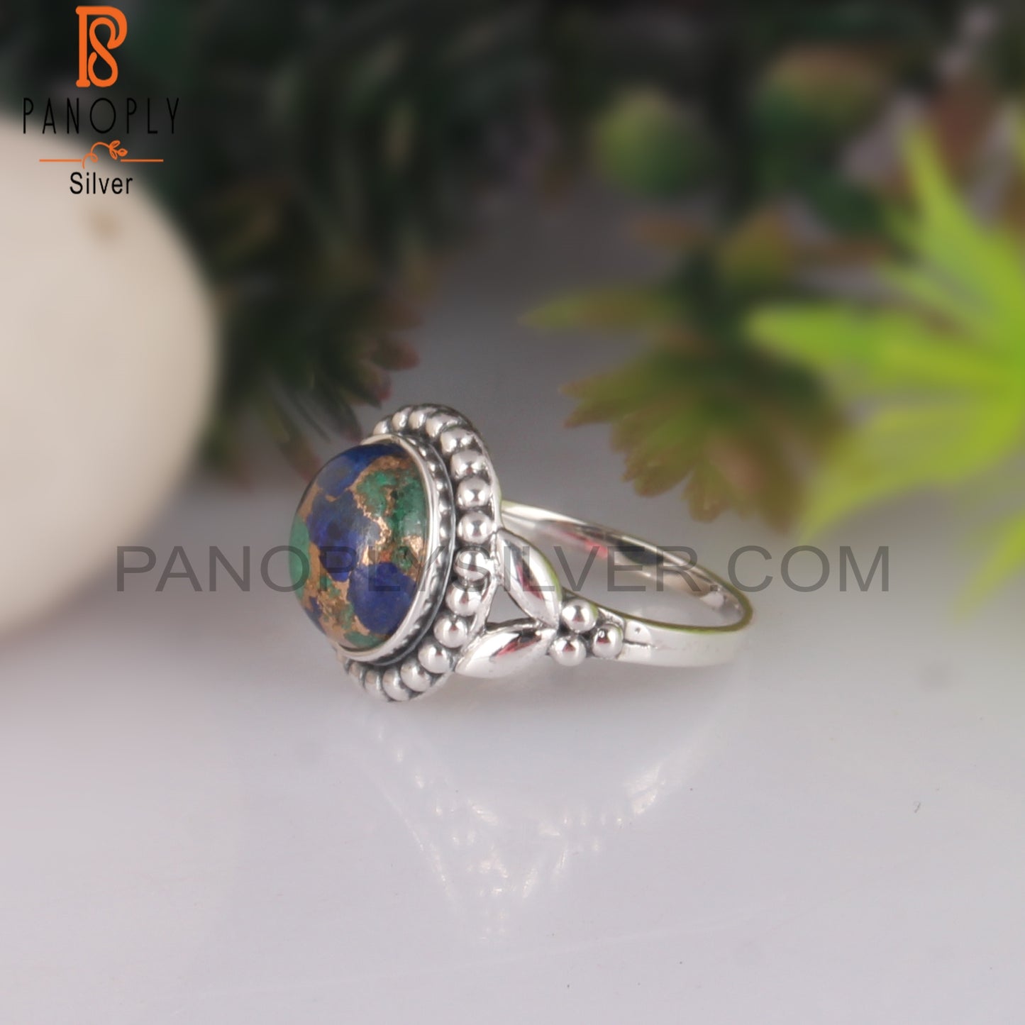 Mojave Azurite Malachite 925 Silver Party Wear Ring