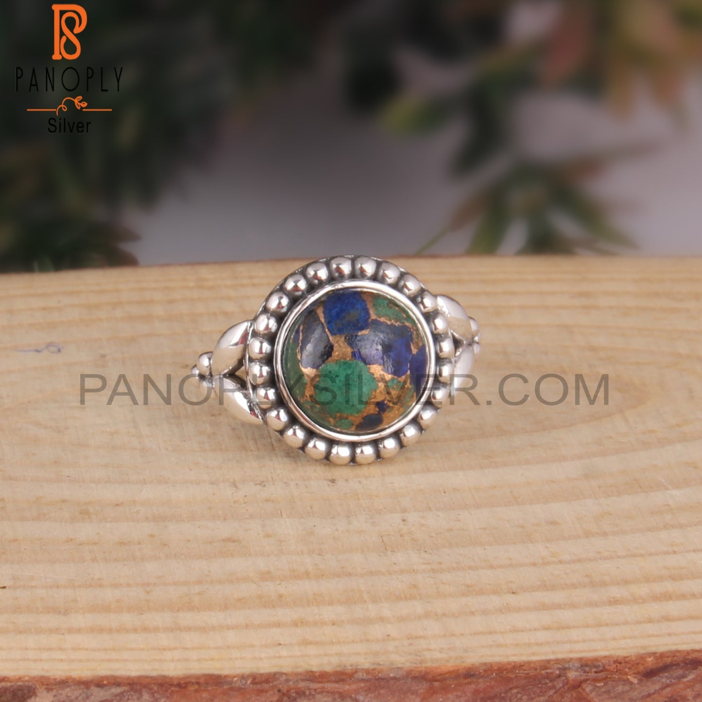 Mojave Azurite Malachite 925 Silver Party Wear Ring