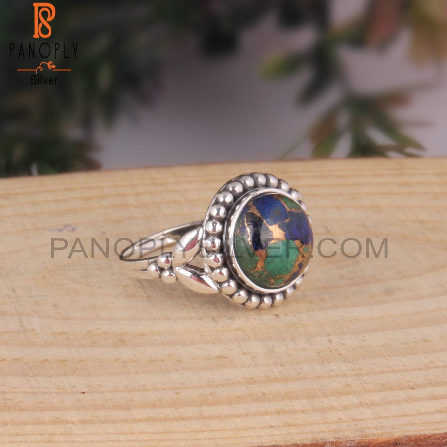 Mojave Azurite Malachite 925 Silver Party Wear Ring