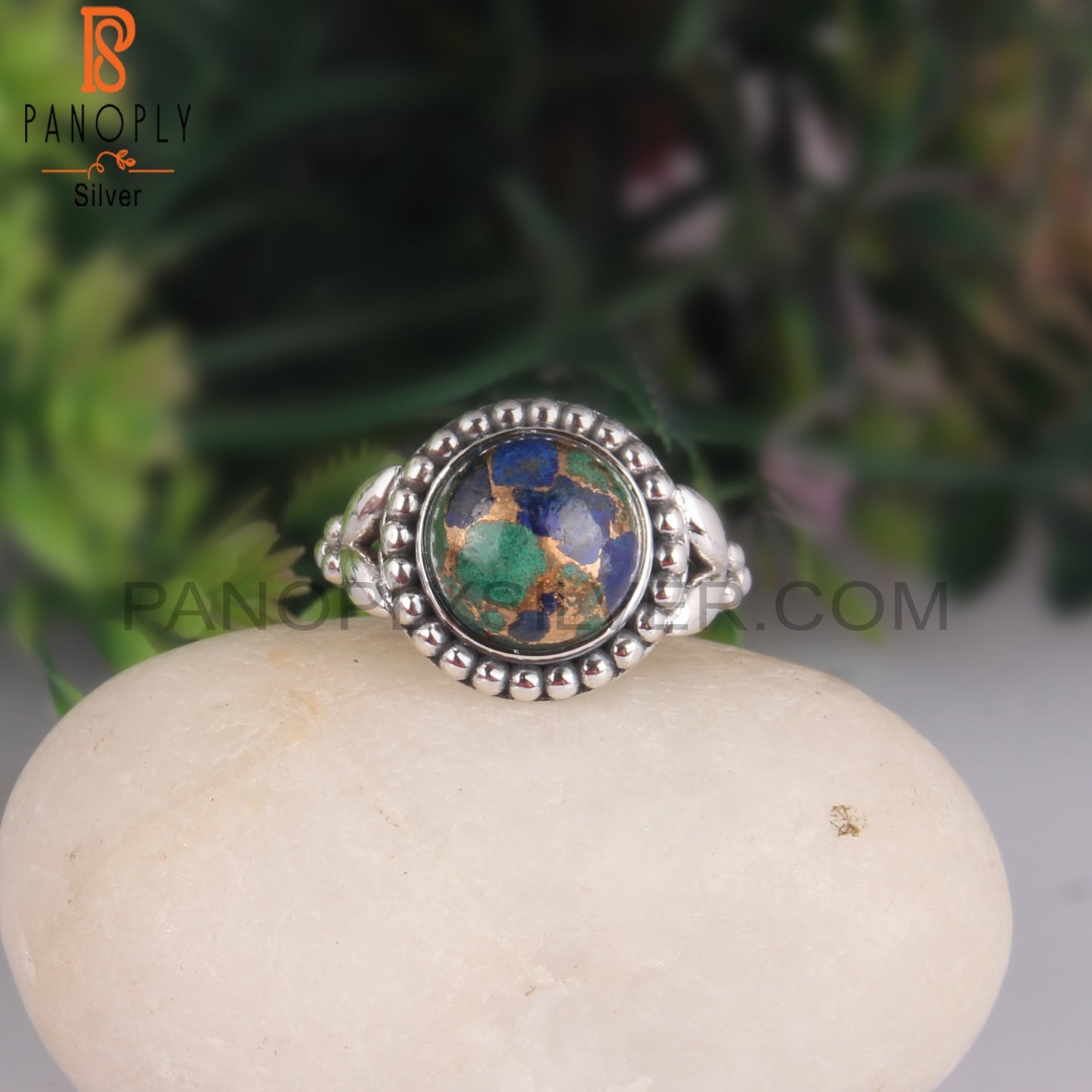 Mojave Azurite Malachite 925 Silver Party Wear Ring