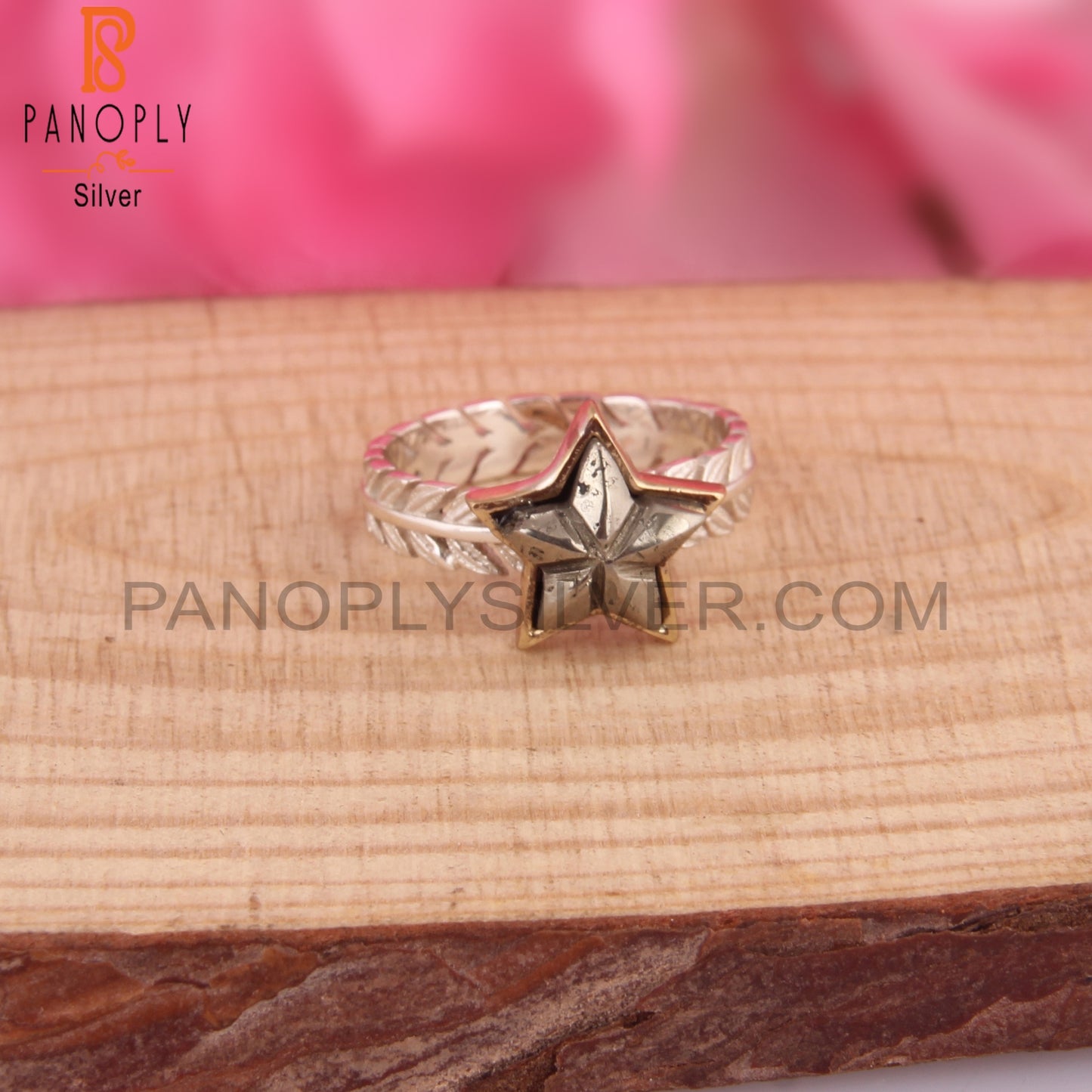 Pyrite Star Shape 925 Sterling Silver Hypoallergenic Ring