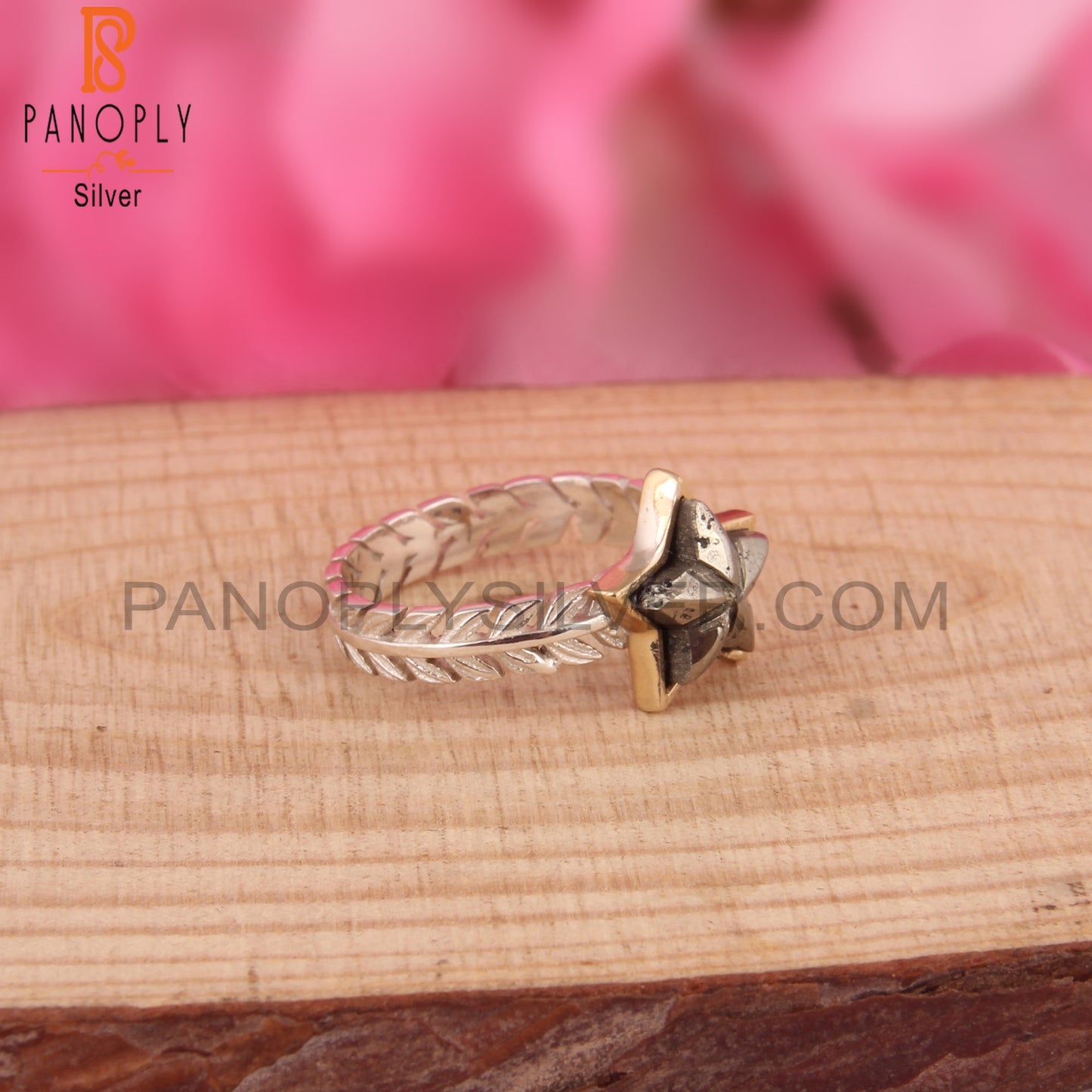 Pyrite Star Shape 925 Sterling Silver Hypoallergenic Ring