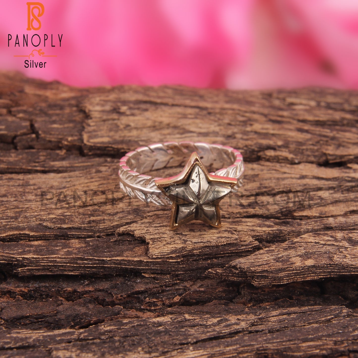 Pyrite Star Shape 925 Sterling Silver Hypoallergenic Ring