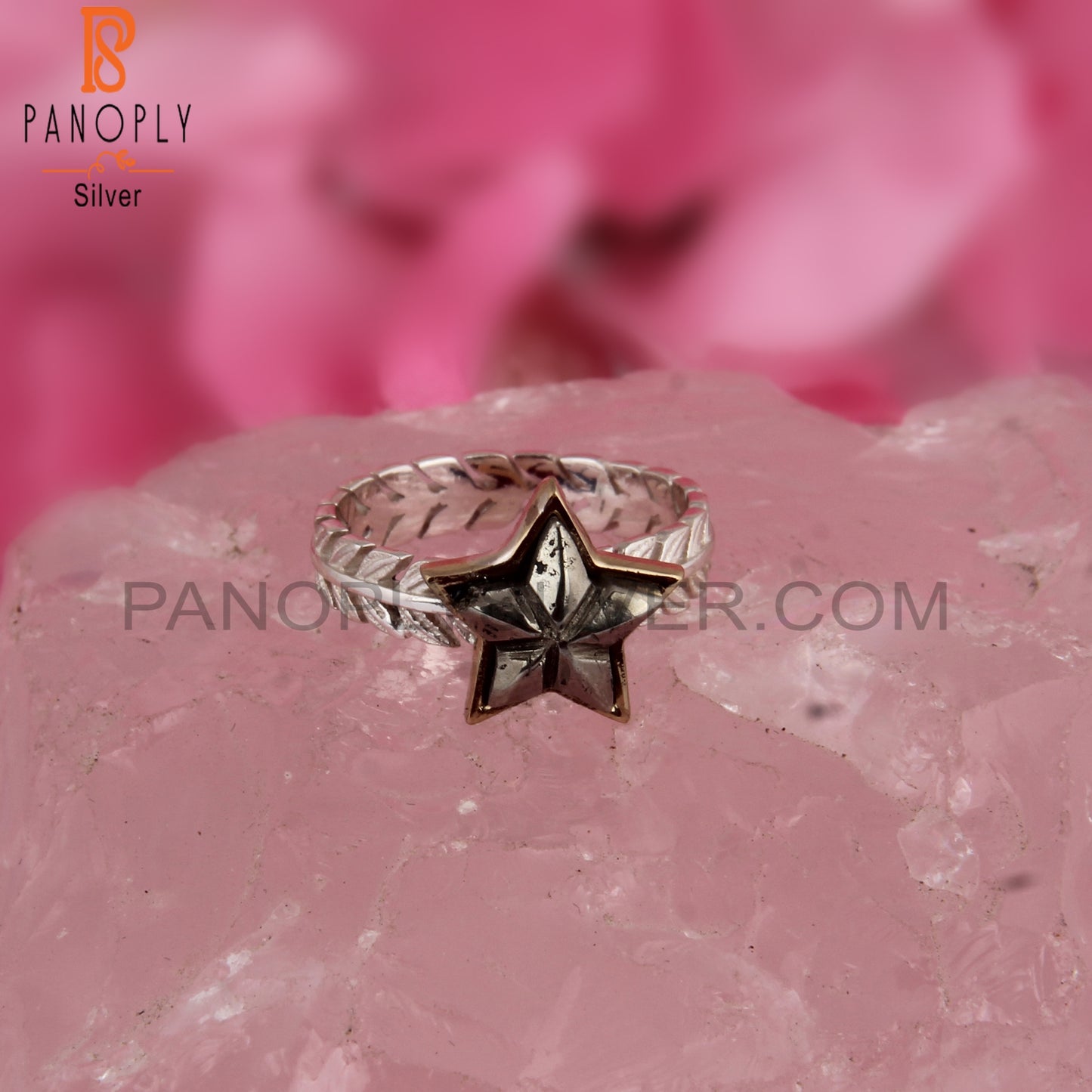 Pyrite Star Shape 925 Sterling Silver Hypoallergenic Ring