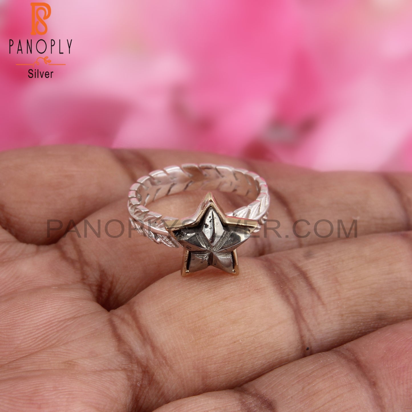 Pyrite Star Shape 925 Sterling Silver Hypoallergenic Ring