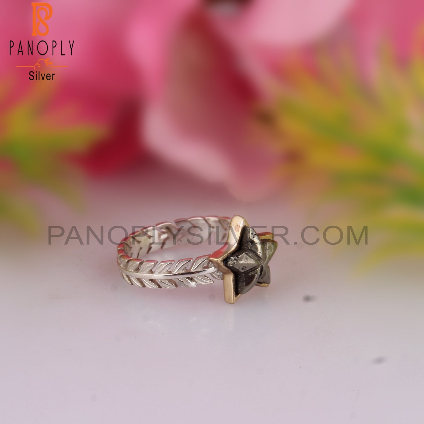 Pyrite Star Shape 925 Sterling Silver Hypoallergenic Ring