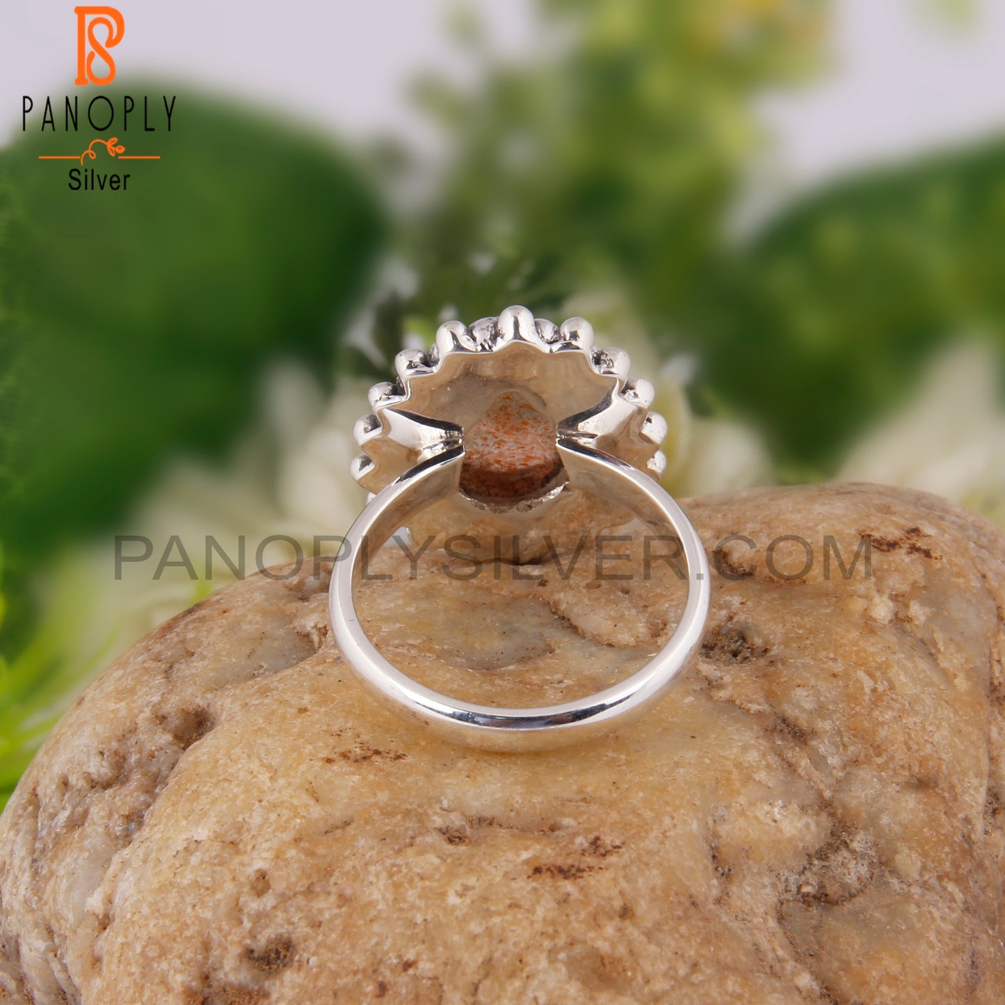 Doublet Sunstone Crystal Pear Shape 925 Sterling Silver Ring