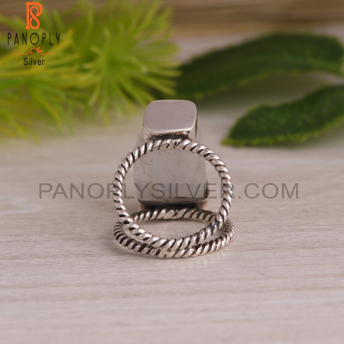 Rainbow Moonstone Rough Sterling Silver Ring