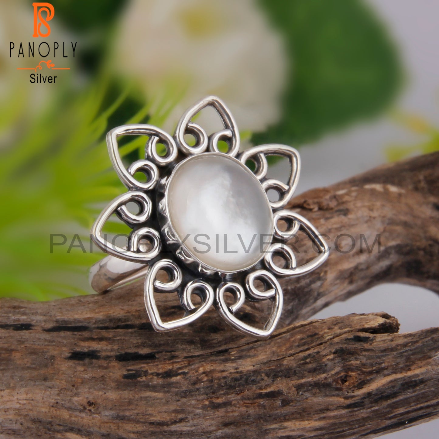 Doublet Mother Of Pearl Crystal 925 Sterling Silver Ring