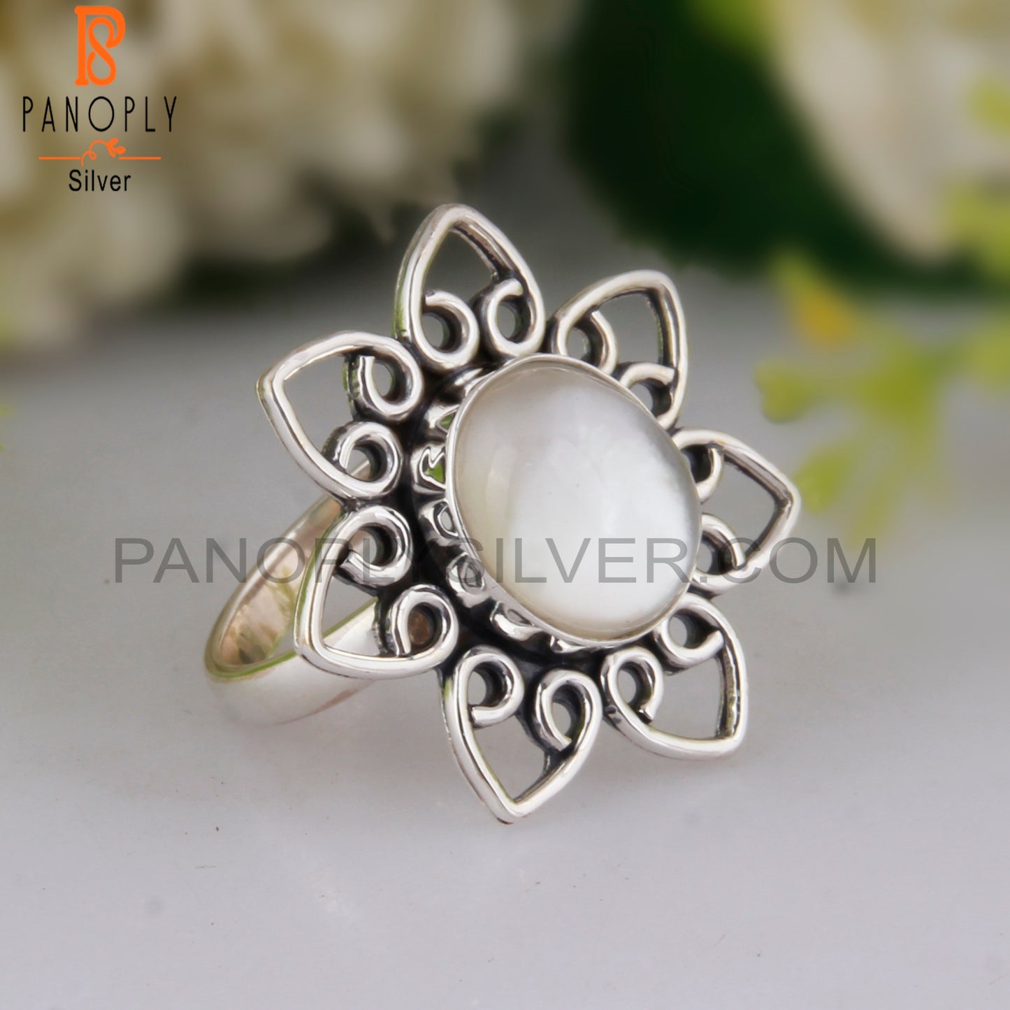 Doublet Mother Of Pearl Crystal 925 Sterling Silver Ring