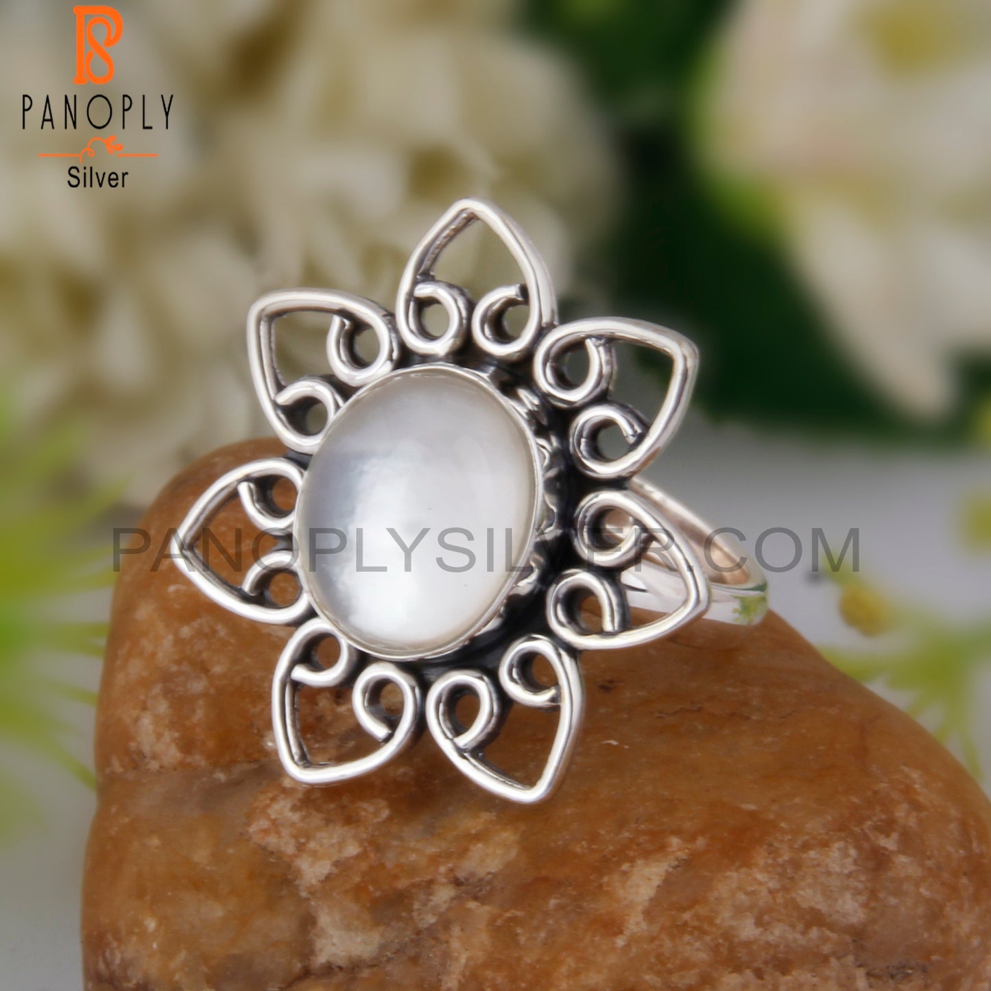 Doublet Mother Of Pearl Crystal 925 Sterling Silver Ring