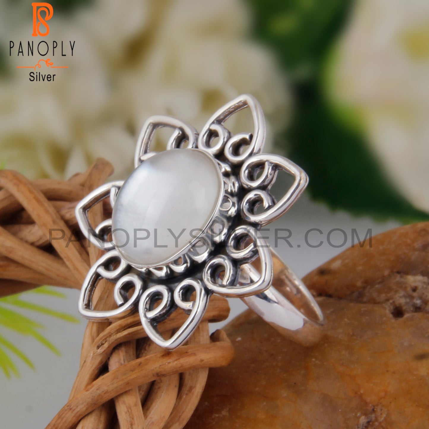 Doublet Mother Of Pearl Crystal 925 Sterling Silver Ring