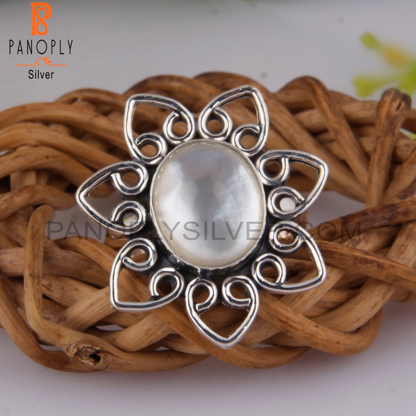 Doublet Mother Of Pearl Crystal 925 Sterling Silver Ring