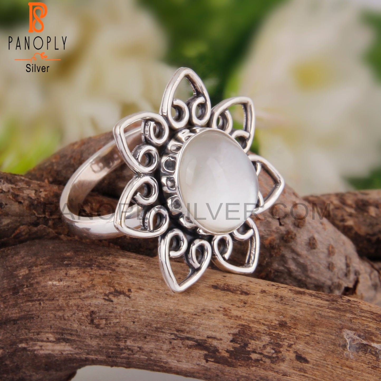 Doublet Mother Of Pearl Crystal 925 Sterling Silver Ring