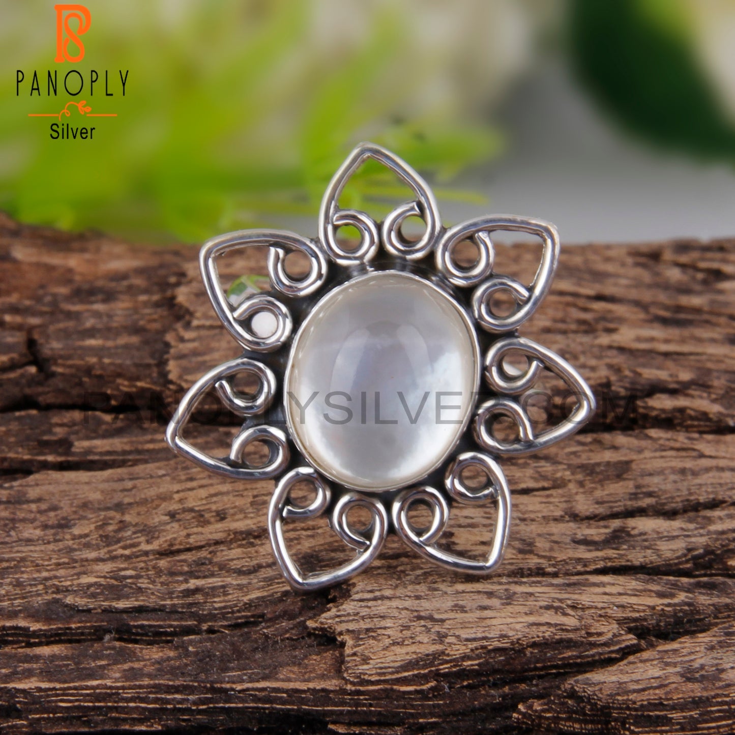 Doublet Mother Of Pearl Crystal 925 Sterling Silver Ring