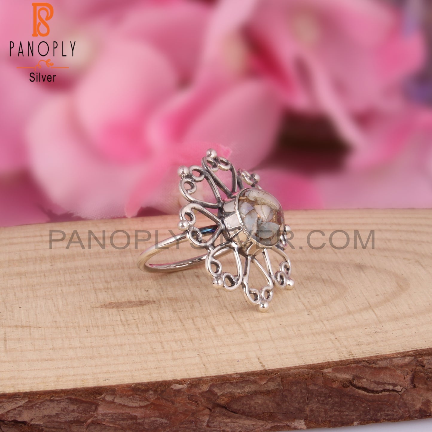 Mojave Ethiopian Opal Stackable Statement 925 Silver Ring
