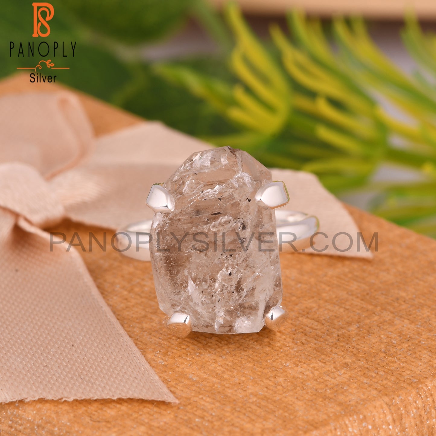 Herkimer Diamond Rough 925 Sterling Silver Ring Gift For Her
