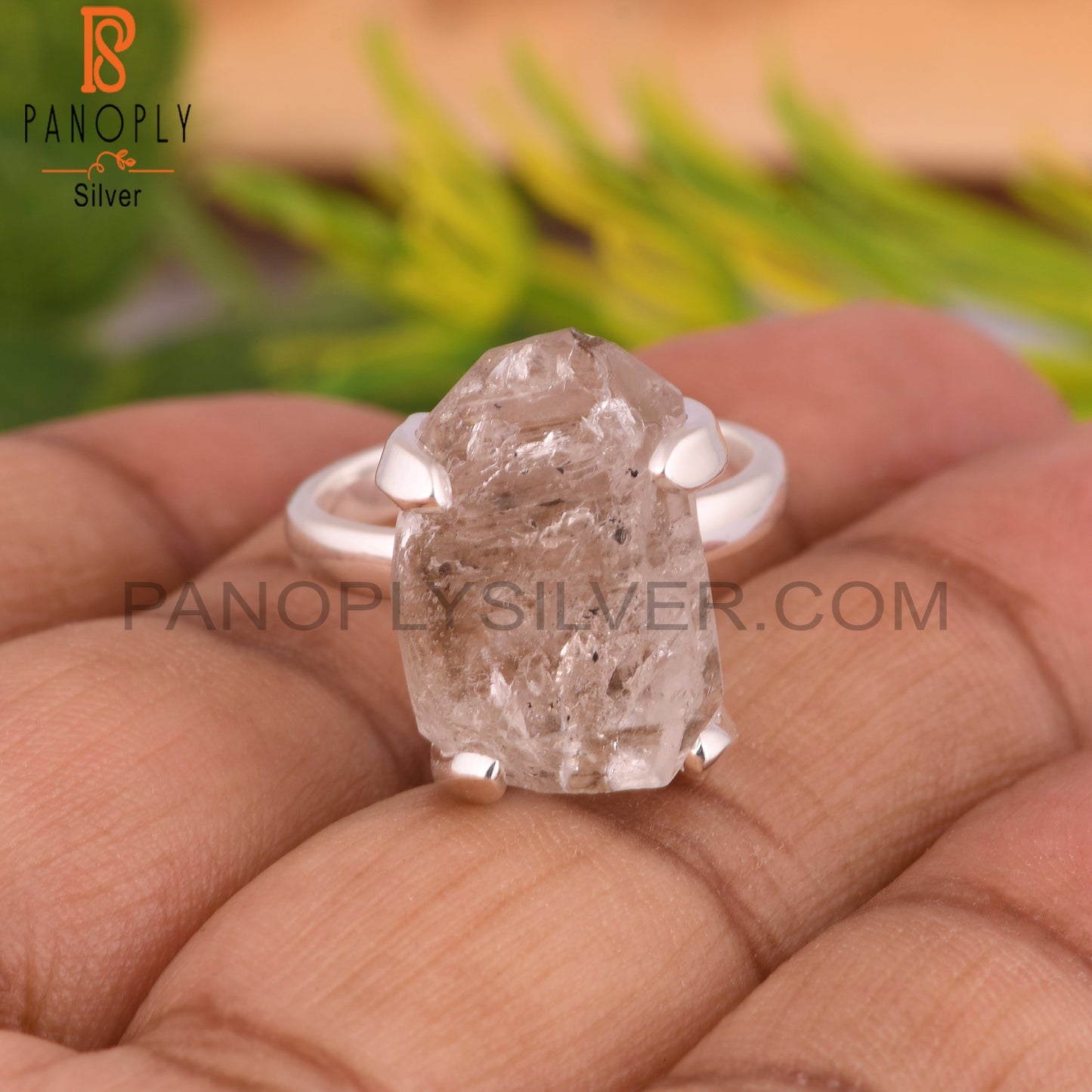 Herkimer Diamond Rough 925 Sterling Silver Ring Gift For Her