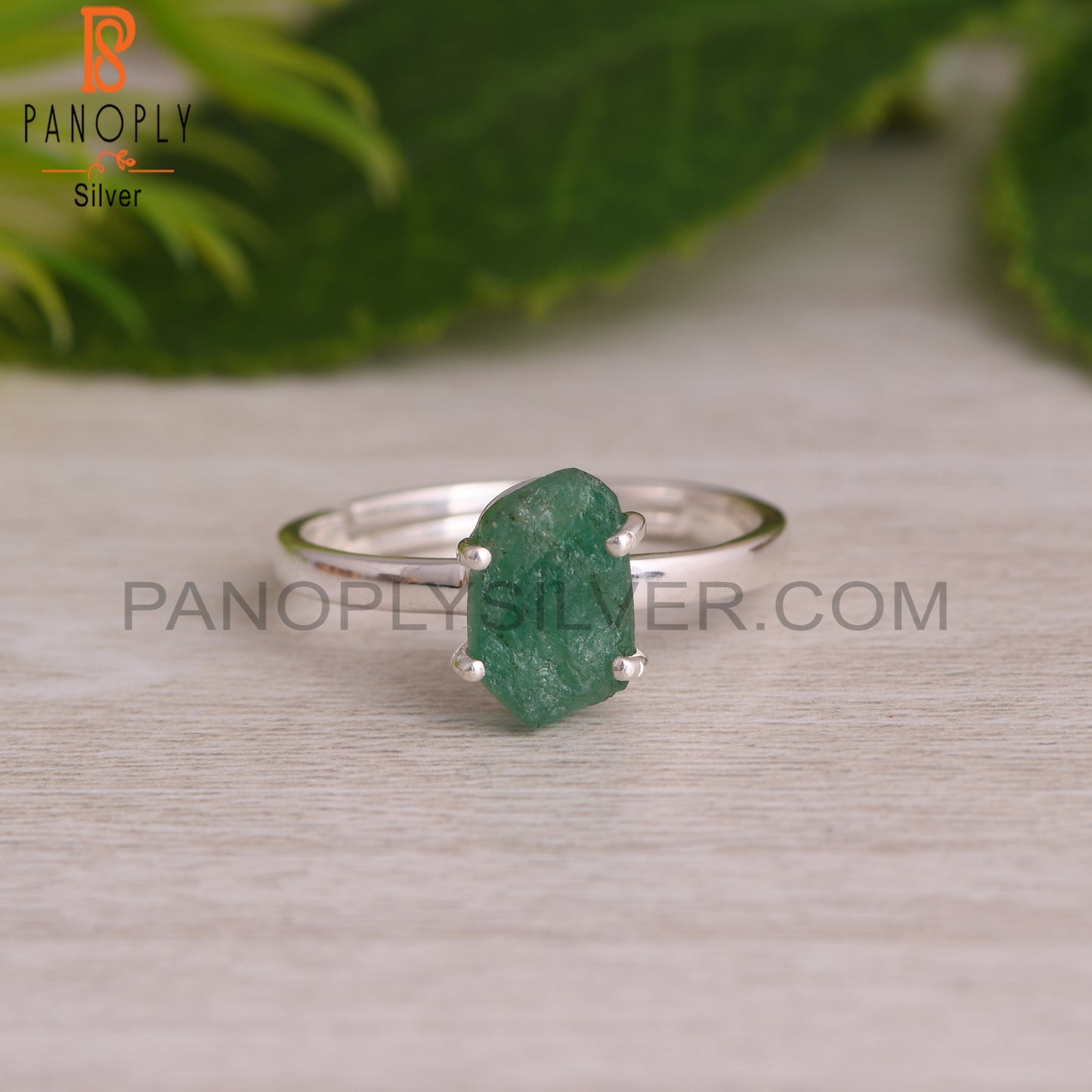 Emerald Rough 925 Sterling Silver Ring