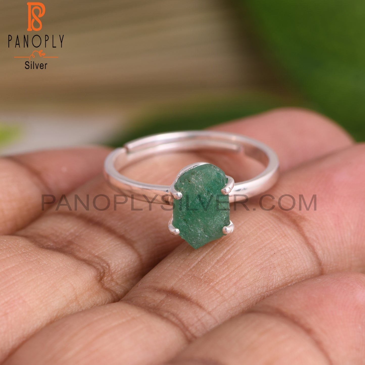 Emerald Rough 925 Sterling Silver Ring