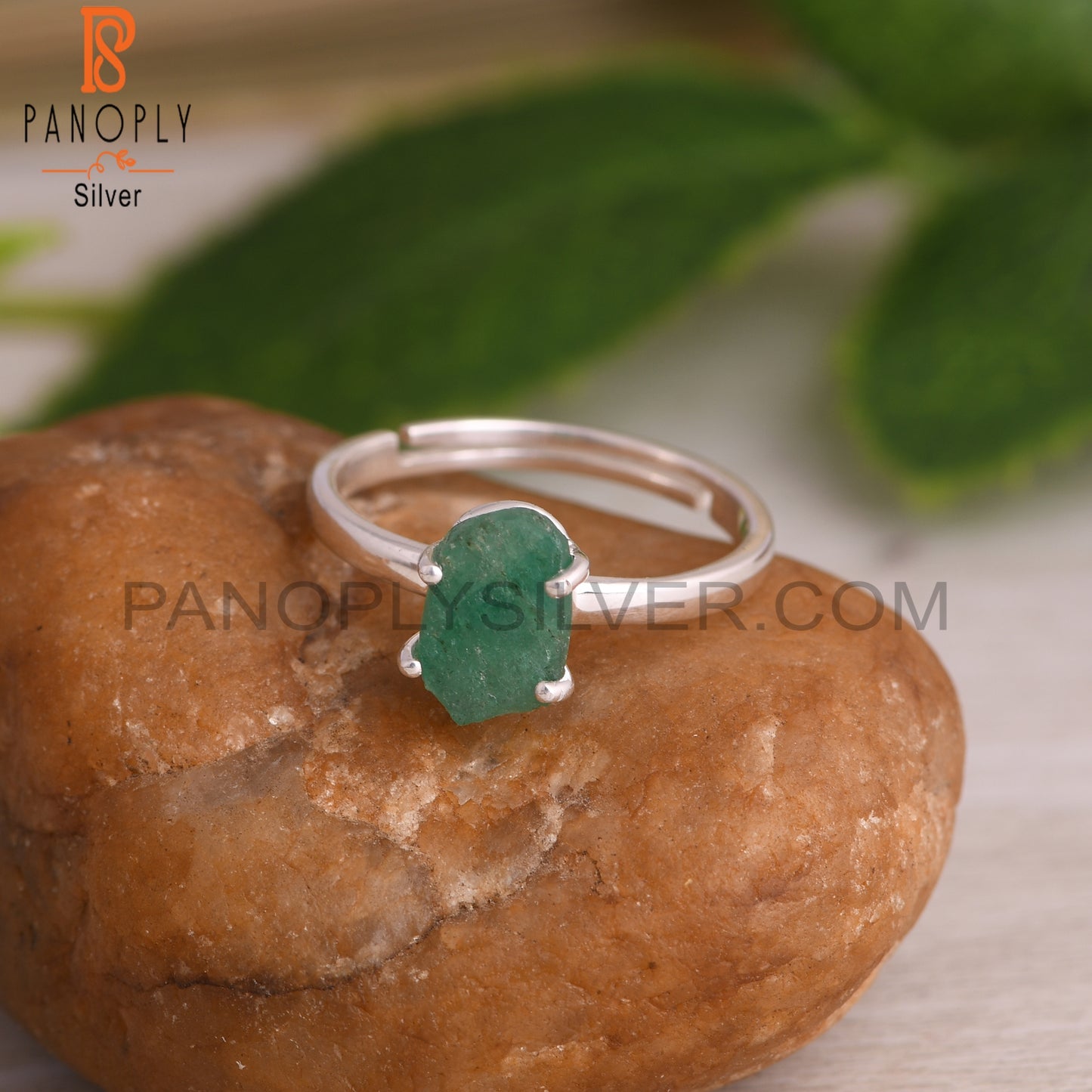 Emerald Rough 925 Sterling Silver Ring