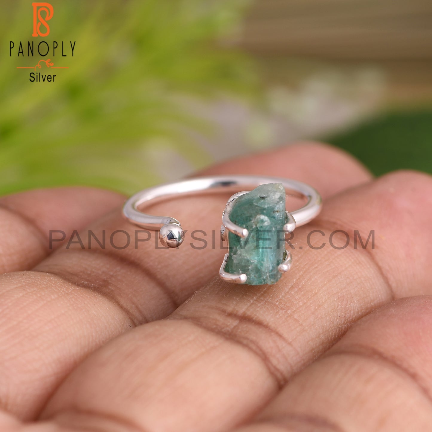 Emerald Rough 925 Sterling Silver Openable Ring
