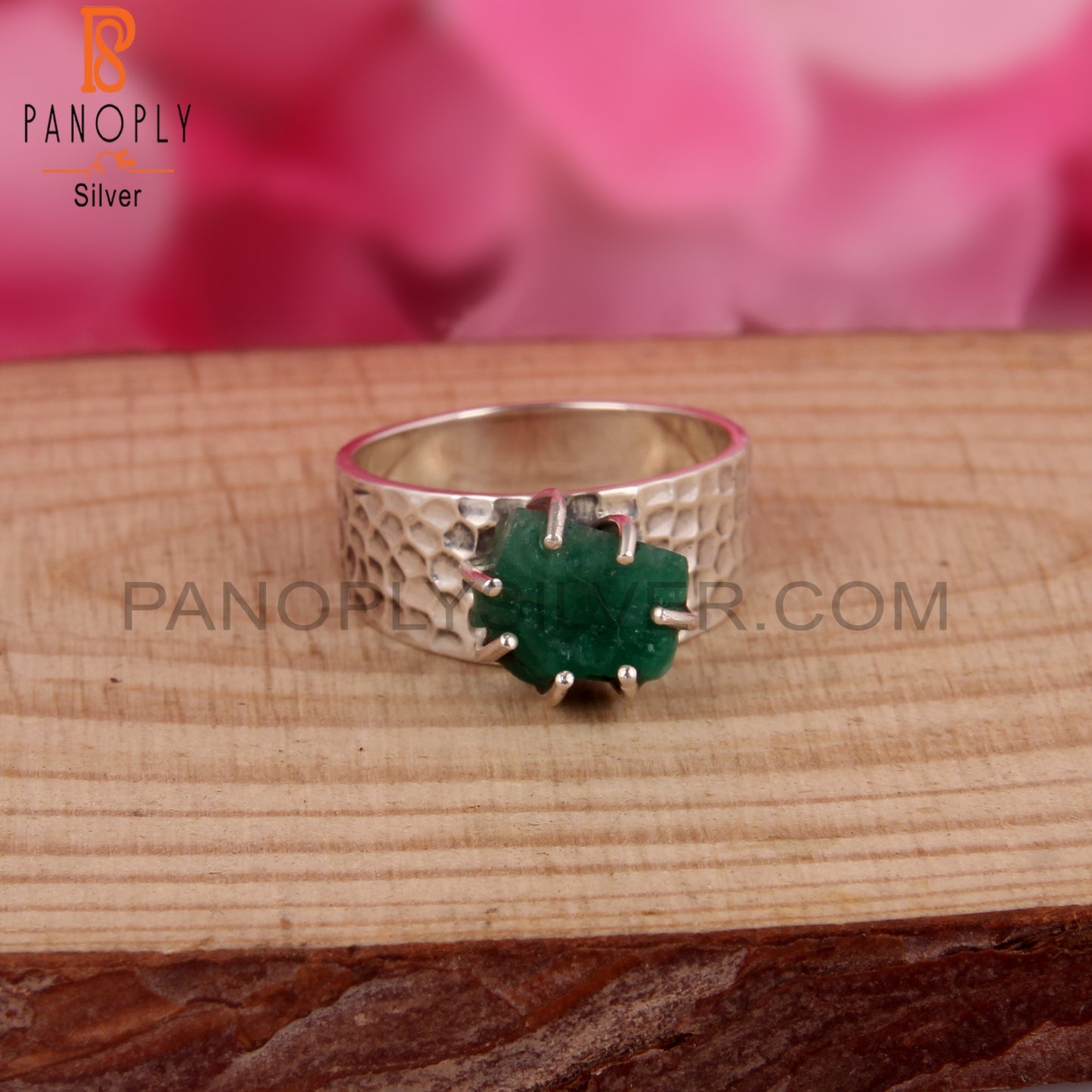 Emerald 925 Sterling Silver Band Ring