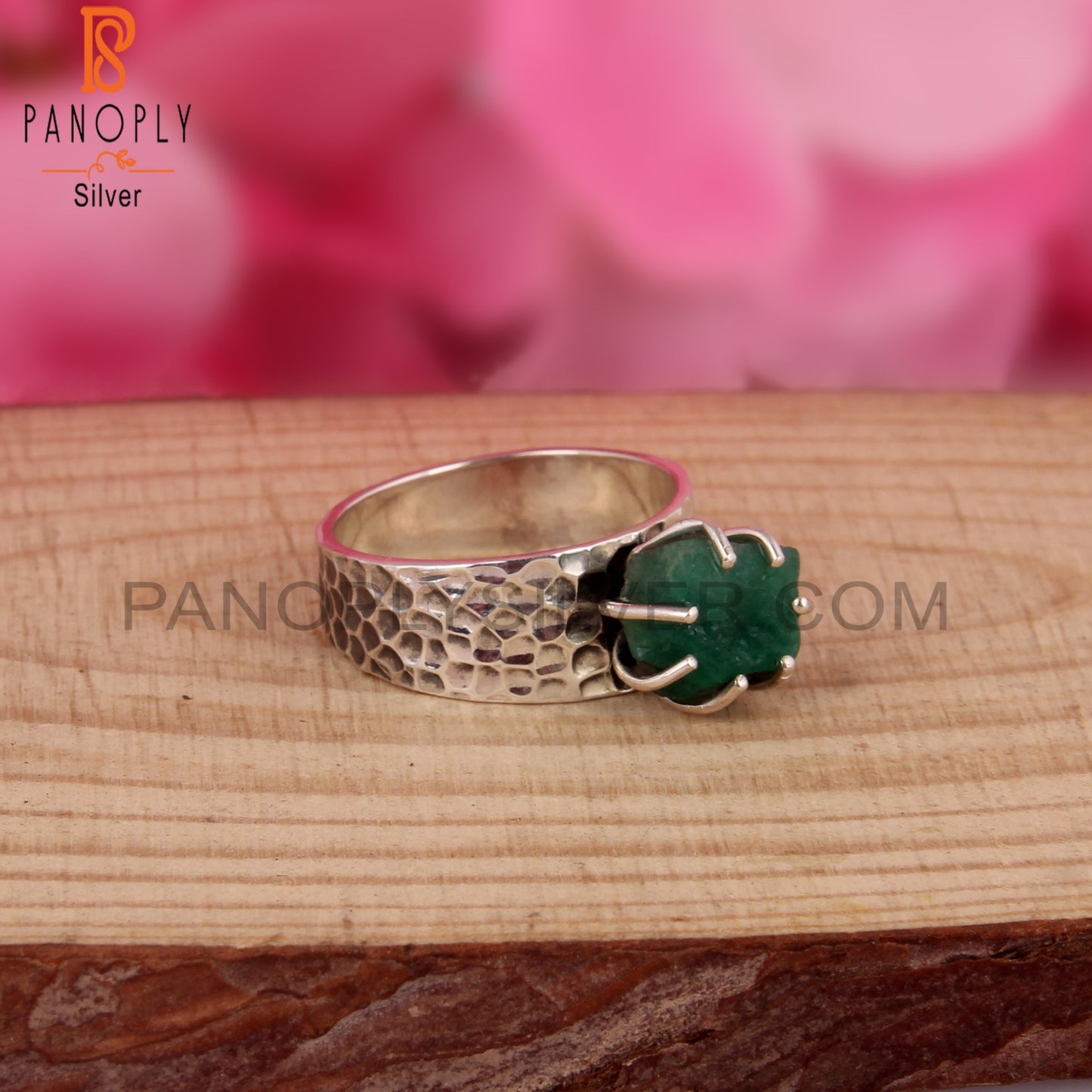 Emerald 925 Sterling Silver Band Ring
