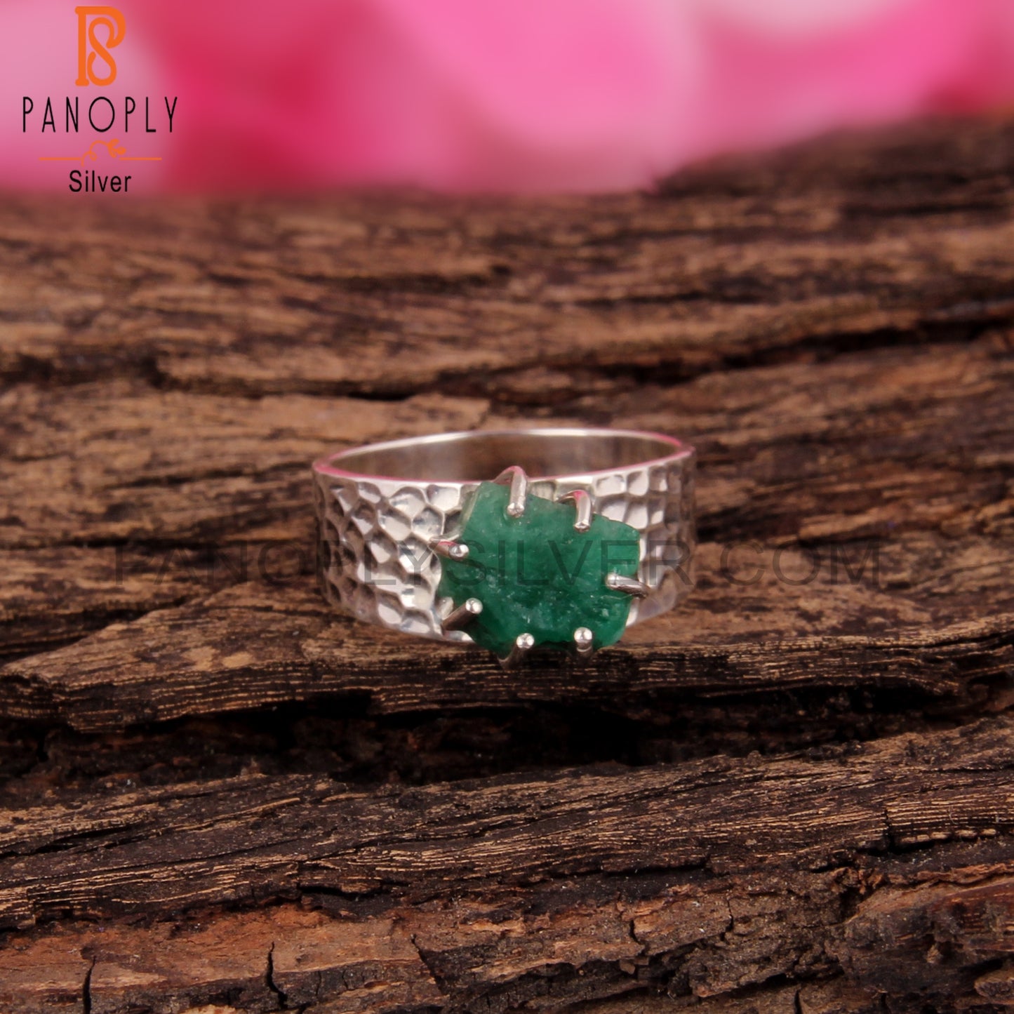Emerald 925 Sterling Silver Band Ring